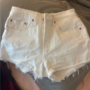 White Levi high waisted shorts